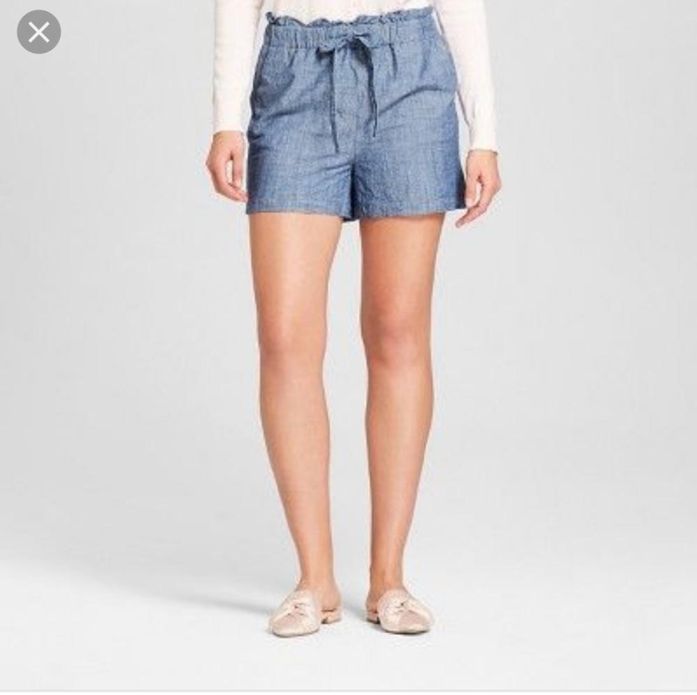 Chambray paperbag shorts